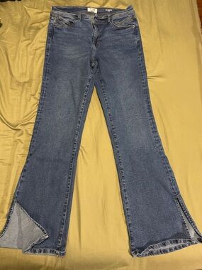 Kensie Medium Blue Flare Jeans with Side Slits